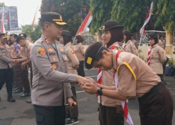 Kapolres Purbalingga Pimpin Apel Pemberangkatan Pengukuhan Saka Bhayangkara