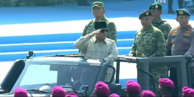 Presiden Prabowo Subianto Pimpin Acara Gelar Pasukan Di Batujajar Bandung Barat