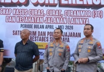 Polrestabes Surabaya Gelar Konferensi Pers ,Selama APRIL – MEI 2026 Berhasil Ungkap 163 Kasus Kejahatan