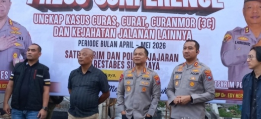 Polrestabes Surabaya Gelar Konferensi Pers ,Selama APRIL – MEI 2026 Berhasil Ungkap 163 Kasus Kejahatan