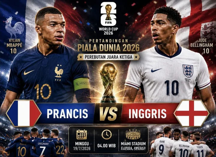 Pertarungan Perebutan Juara 3 Piala Dunia 2026 , Antara Prancis vs Inggris di Stadion Miami Admosfernya Sengit Sekali