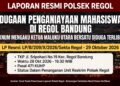 Oknum Mengaku Ketua Maluku Utara Bersatu Diduga Aniaya Mahasiswa di Regol Bandung, Korban Lapor ke Polsek Regol