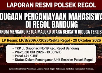 Oknum Mengaku Ketua Maluku Utara Bersatu Diduga Aniaya Mahasiswa di Regol Bandung, Korban Lapor ke Polsek Regol